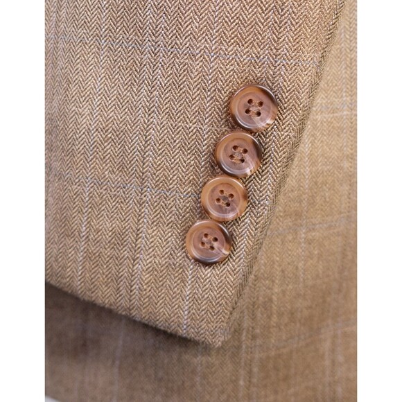 Ralph Lauren Mens Beige Herringbone 2 Button Sport Coat Blazer Jacket Sz 48R EUC - Picture 7 of 13